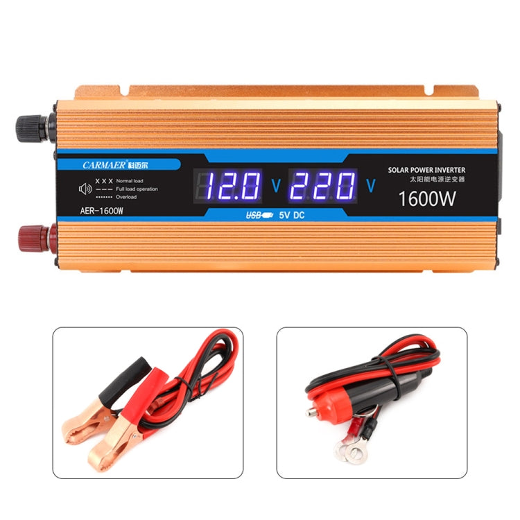 Carmaer Modified Sine Wave 24V to 220V 1600W Car Multi-function Double Digital Display Inverter Household Power Converter