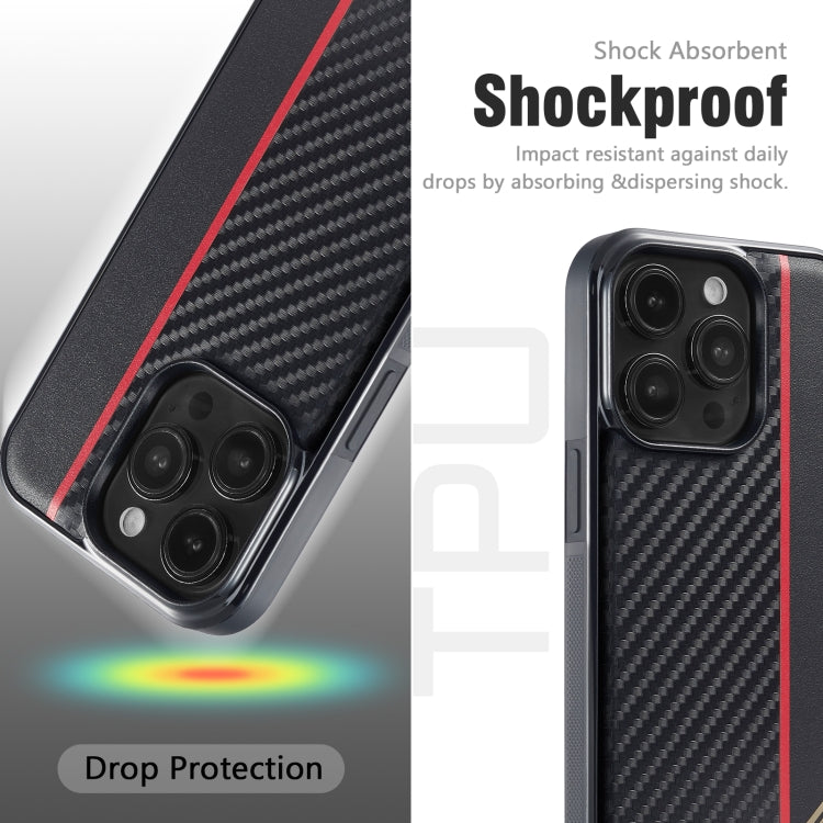 For iPhone 16 Plus LC.IMEEKE 3 in 1 Carbon Fiber Texture Shockproof Phone Case(Black)