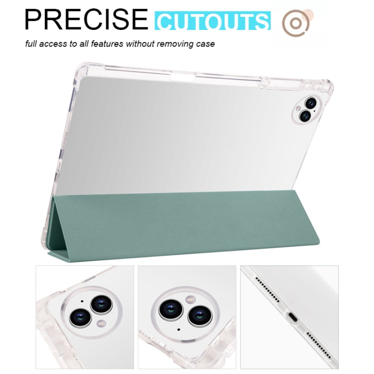 For Huawei MatePad Pro 13.2 2023 3-folding Transparent TPU Smart Leather Tablet Case(Dark Night Green)