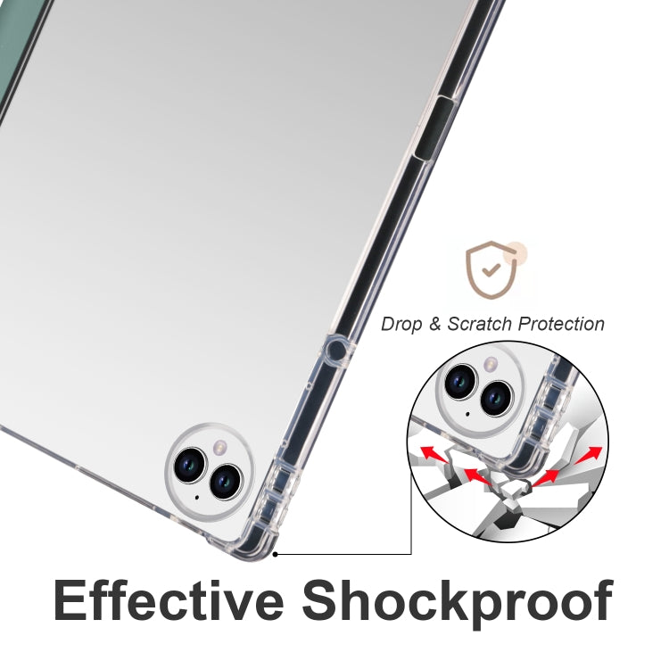 For Huawei MatePad Pro 13.2 2023 3-folding Transparent TPU Smart Leather Tablet Case(Dark Night Green)