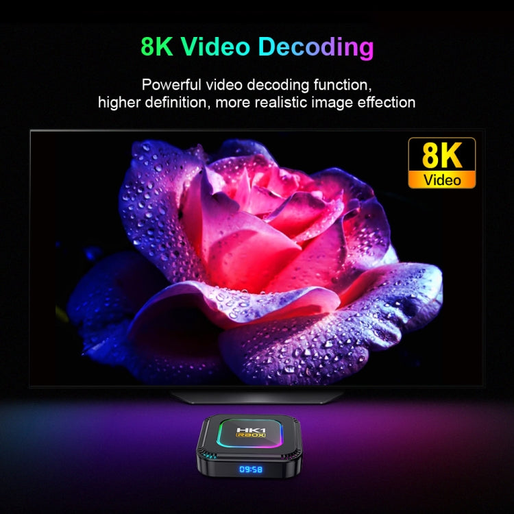 HK1 RBOX K8 8K Android 13.0 Smart TV Box with Remote Control, 2GB+16GB, RK3528 Quad-Core(US Plug)