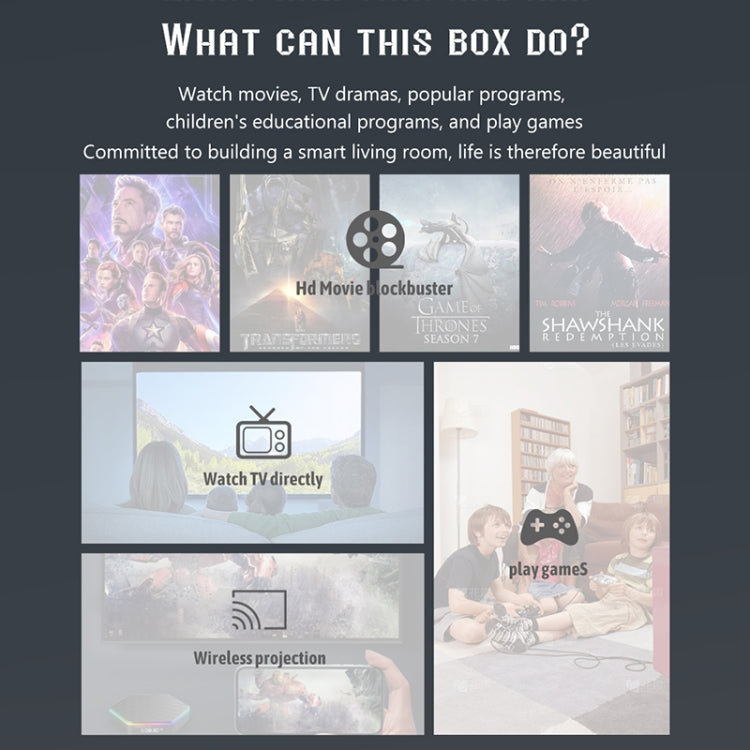 T95Z Plus 8K WiFi6 Android 12.0 Smart TV Box with Remote Control, 4GB+64GB, Allwinner H618 Quad-Core(EU Plug)