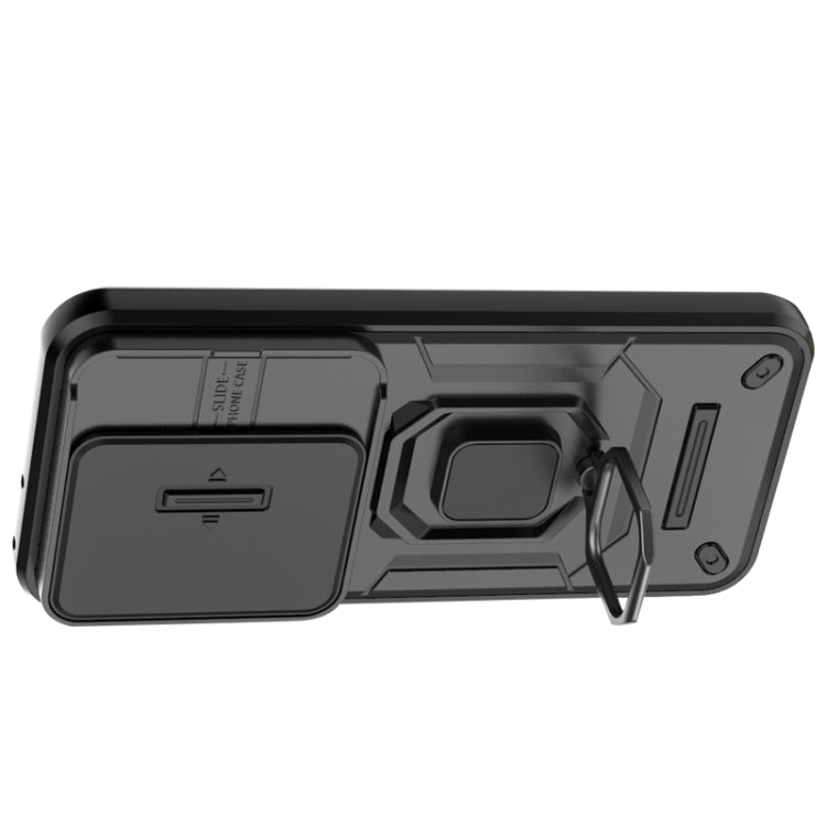 For Huawei Pura 70 Ultra Sliding Camshield TPU + PC Shockproof Phone Case with Holder(Black)