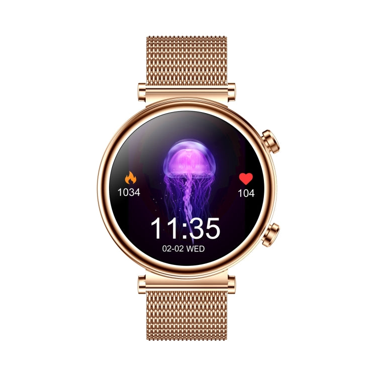 T86 Woman Health 1.27 inch Smart Watch, BT Call / Physiological Cycle / Heart Rate / Blood Pressure / Blood Glucose / SOS(Rose Gold Steel Band)
