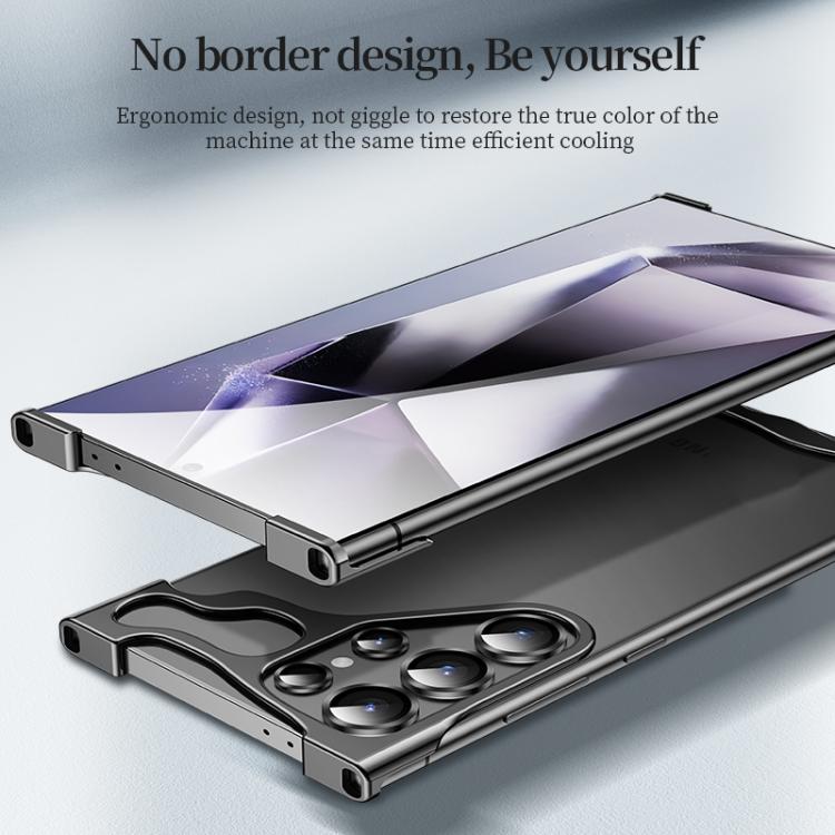 For Samsung Galaxy S25 Ultra 5G Frameless Metal Corner Pad Phone Case with Lens Film(Silver)