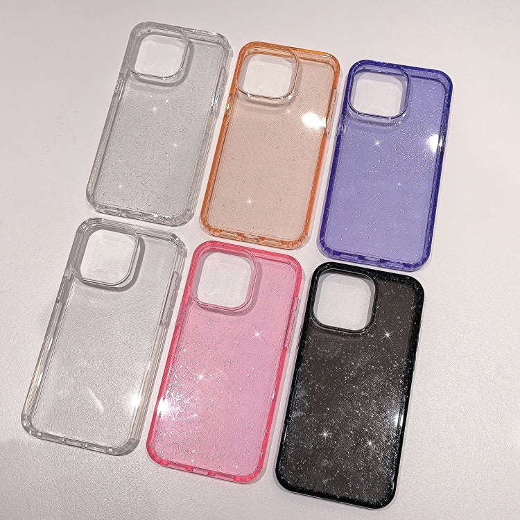 For iPhone 16 Glitter Powder TPU Hybrid PC Phone Case(Pink)