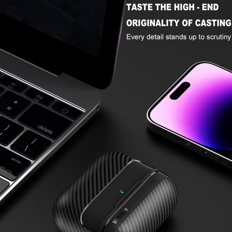 For AirPods 4 Carbon Fiber Texture Bluetooth Earphone Protective Case(Black)
