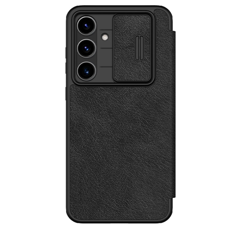 For Samsung Galaxy S24 FE 5G NILLKIN QIN Series Pro Sliding Camera Cover Design Leather Phone Case(Black)