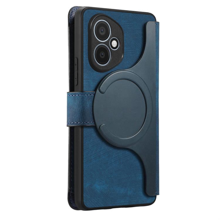 For Honor 400 Global 156.5mm CaseNeo MagSafe RFID Anti-theft Zipper Wallet Retro Leather Phone Case(Blue)