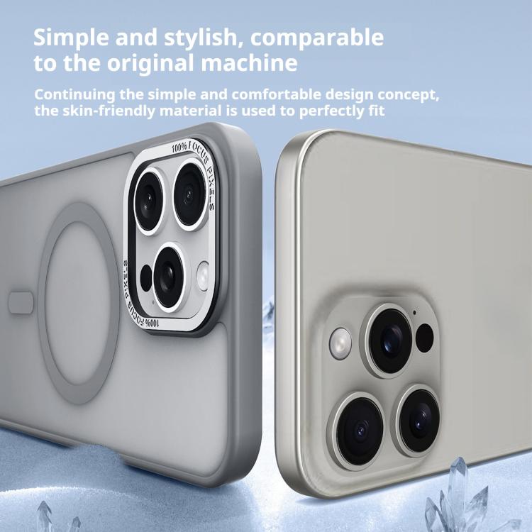 For iPhone 17 Air Kalebol Metal Lens Frame MagSafe Frosted PC Phone Case(Sierra Blue)