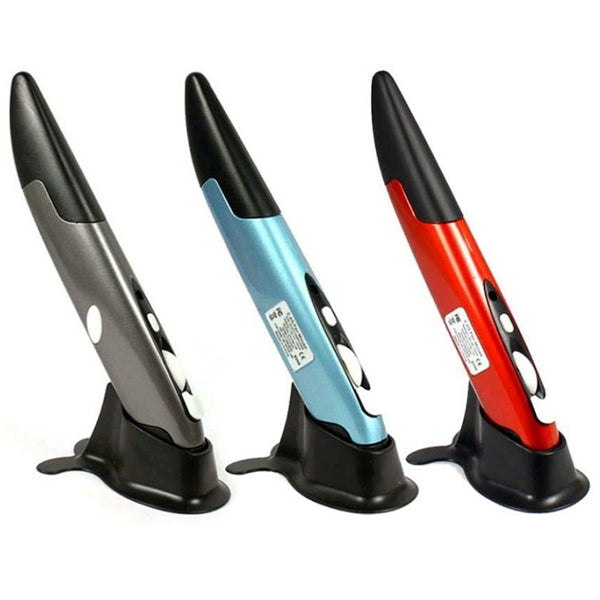 PR-03 2.4G USB Receiver Adjustable 1600 DPI Wireless Optical Pen Mouse for Computer PC Laptop Drawing Teaching(Grey)