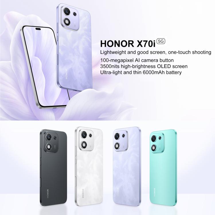 Honor X70i, 12GB+512GB, In-screen Fingerprint, 6.7 inch MagicOS 9.0 Android 15.0 Dimensity 7025 Ultra Octa Core, Network: 5G, OTG, NFC (Black)