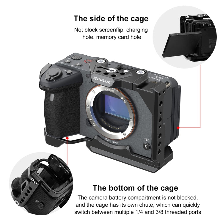 For Sony ILME-FX30 / FX3 PULUZ Metal Camera Cage Stabilizer Rig with NOTA Slider(Black)