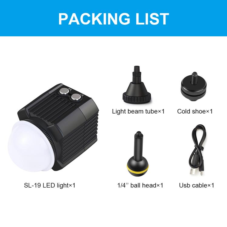 PULUZ 60m Underwater LED Photography Fill Light 7.4V/1100mAh Diving Light for GoPro, Insta360, DJI and Other Action Cameras(Black)