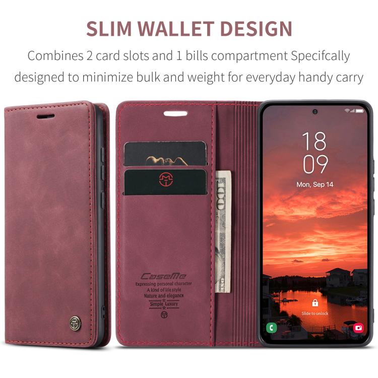 For Samsung Galaxy S25 5G CaseMe 013 Multifunctional Horizontal Flip Leather Phone Case(Red)