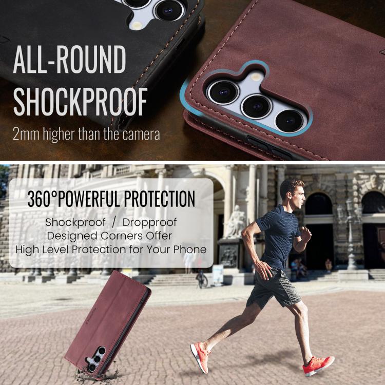 For Samsung Galaxy S25 5G CaseMe 013 Multifunctional Horizontal Flip Leather Phone Case(Red)