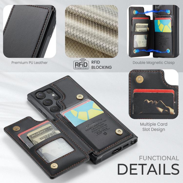 For Samsung Galaxy S25 Ultra 5G CaseMe C22 Card Slots Holder RFID Anti-theft Phone Case(Black)