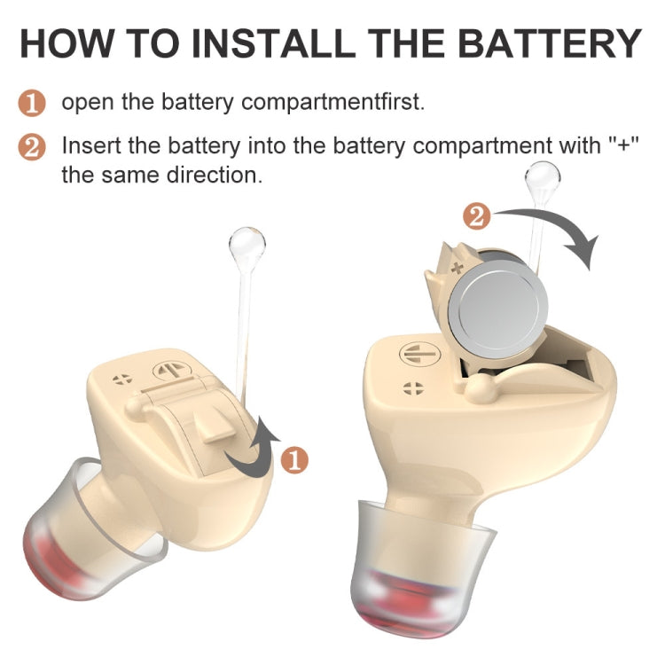 1pair Invisible In-Ear Hearing Aid Sound Amplifier For The Elderly And Hearing Impaired(Black)