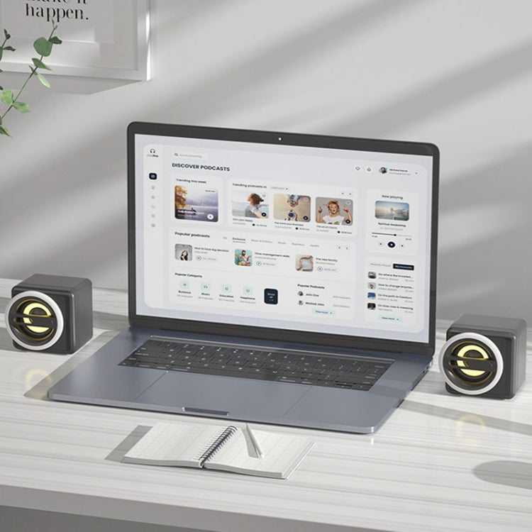 K1 Mini Desktop Computer Wired Speakers USB Subwoofer Speaker, Color: Light Edition White