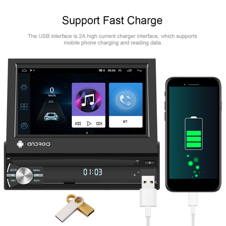 1+32G 7-Inch Single Din Android 10.0 Carplay Screen With GPS Navigation/Bluetooth/Mirror Link/DVR Input, Spec: With 4-light Camera