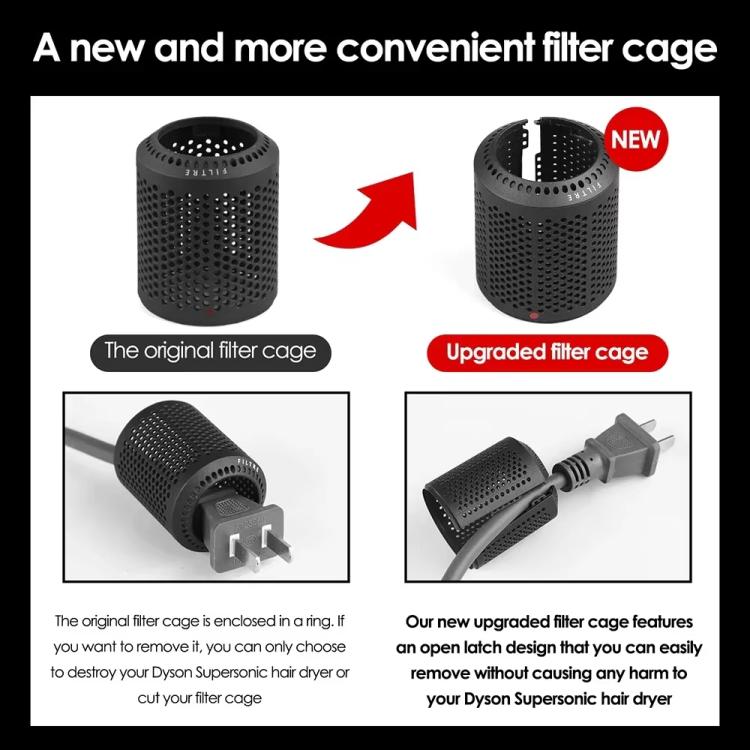 For Dyson HD01 / HD03 / HD08 / HD15 Hair Dryer Open Design Outer Filter Cover Replacement Parts(Rose Red)