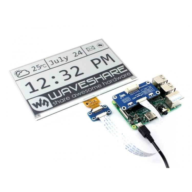 Waveshare 7.5 inch 800x400 Pixel E-Ink Display HAT for Raspberry Pi