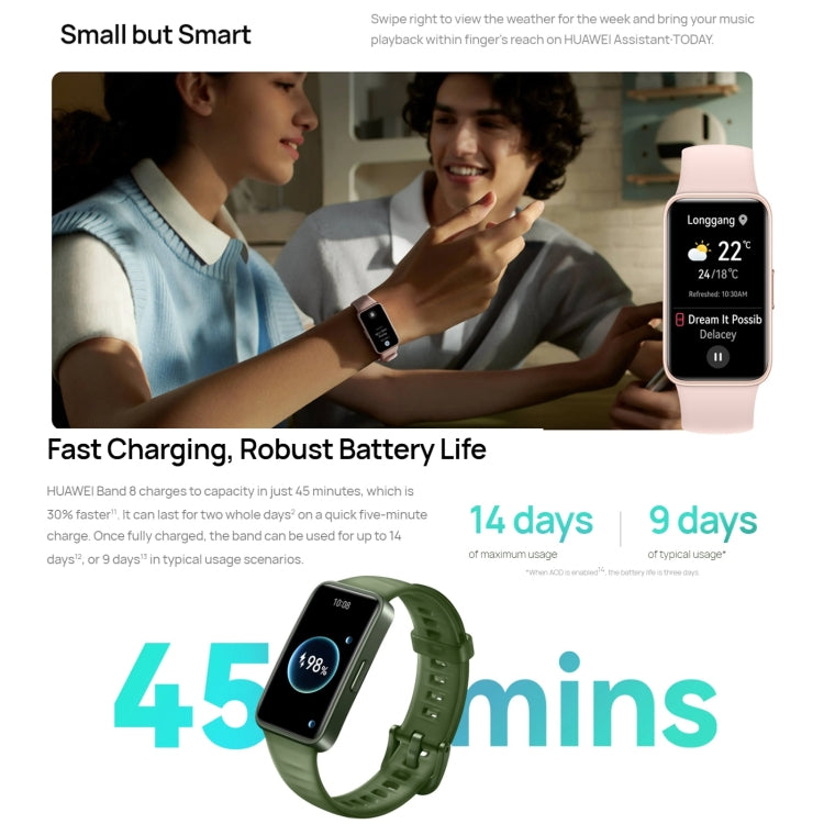 HUAWEI Band 8 Standard 1.47 inch AMOLED Smart Watch, Support Heart Rate / Blood Pressure / Blood Oxygen / Sleep Monitoring(Black)