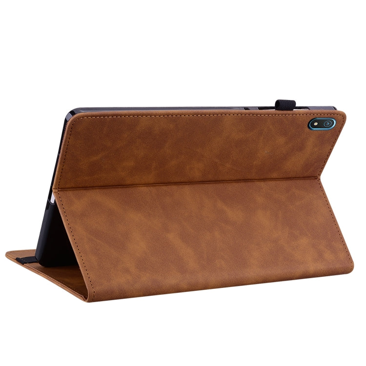For Nokia T20 10.4 2021 Skin Feel Solid Color Zipper Leather Tablet Case(Brown)