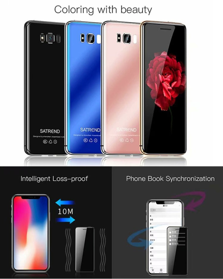 SATREND S10 Card Mobile Phone, 2.4 inch Touch Screen, MTK6261D, Support Bluetooth, FM, GSM, Dual SIM(Black)