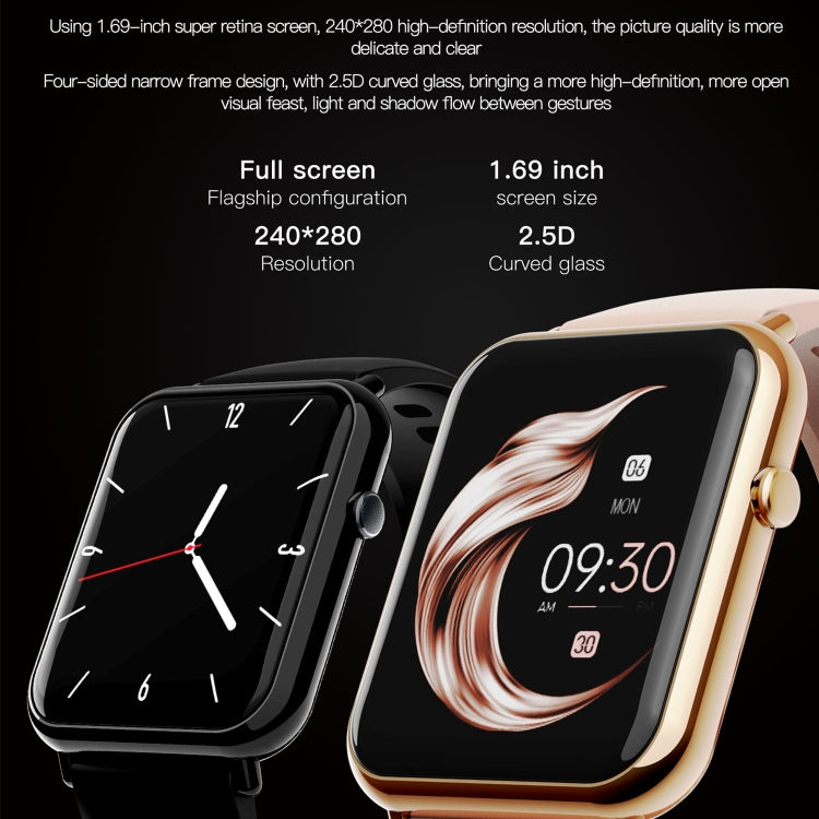 Q19 Pro IP67 Water-resistant 1.69 inch Smartwatch(Gold+Burgundy)