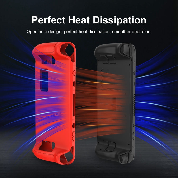 For Steam Deck Game Controller Soft Silicone Protective Cover Case With 4pcs Key Cap(Red)