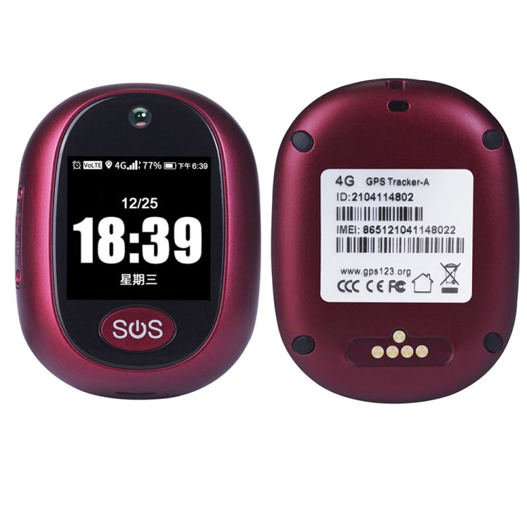 REACHFAR RF-V45-A Mini Touch Screen GPS Smart Tracker Pendant, Support SOS / Camera / Health Management / Video Calling / 4G LTE, For Asia/Europe/Africa / Australia(Wine Red)
