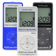 HRD-602 Digital Display FM AM Mini Sports Radio with Step Counting Function (White)