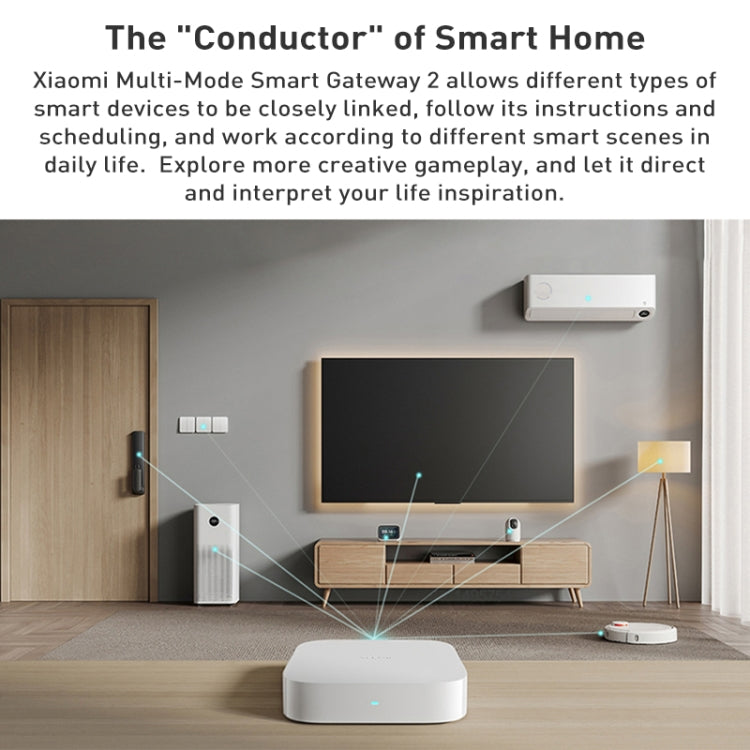 Original Xiaomi Multimode Smart Home Gateway 2 WiFi BT ZigBee RJ45 Connect(White)