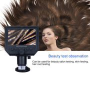 G600 600X 3.6MP 4.3 inch HD LCD Display USB Charging Portable Digital Microscope with LED Light, Support Micro SD Card(64GB Max), US Plug, AC 100-240V
