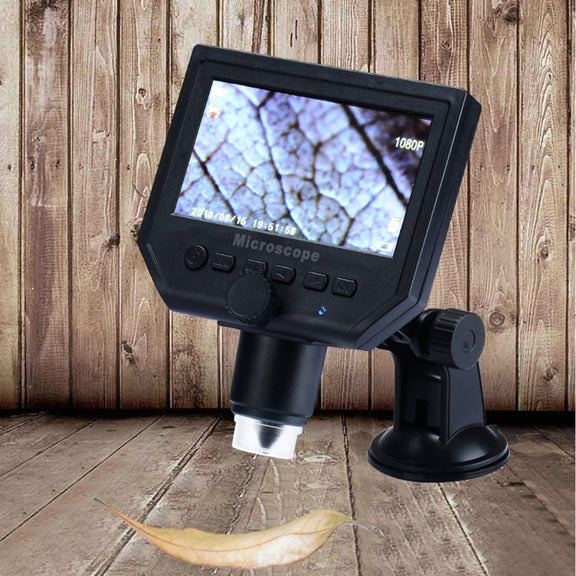 G600 600X 3.6MP 4.3 inch HD LCD Display USB Charging Portable Digital Microscope with LED Light, Support Micro SD Card(64GB Max), US Plug, AC 100-240V