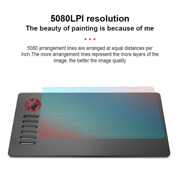 VEIKK A15PRO 10x6 inch 5080 LPI Type-C Interface Smart Touch Electronic Graphic Tablet (Red)
