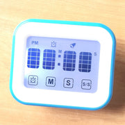 Kitchen Timer Digital Alarm Clock Large LCD Touch Screen Come with Night Light for Cooking Baking(Blue)