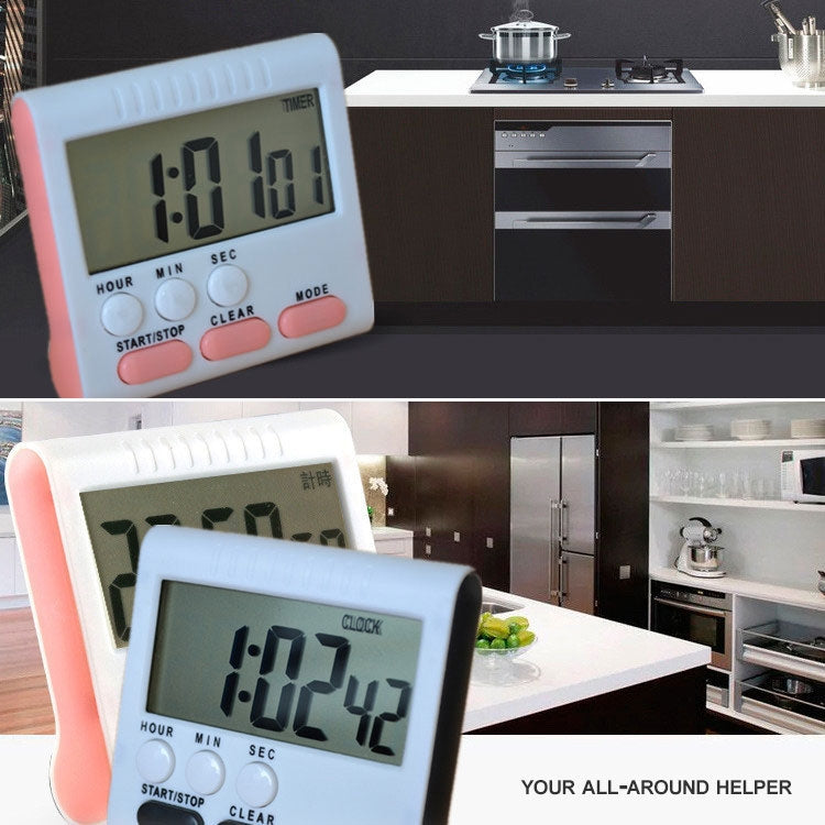 Kitchen Timer 24 Hours Digital Alarm Clock LCD Screen Magnetic Backing for Cooking Baking(Blue)
