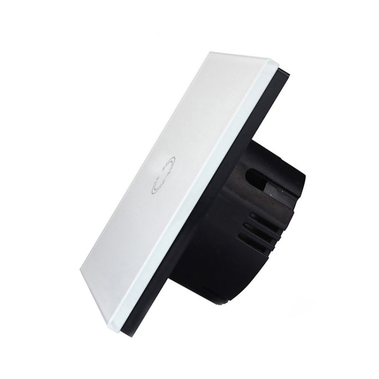 86mm 1 Gang Tempered Glass Panel Wall Switch Smart Home Light Touch Switch with RF433 Remote Controller, AC 110V-240V(Black)
