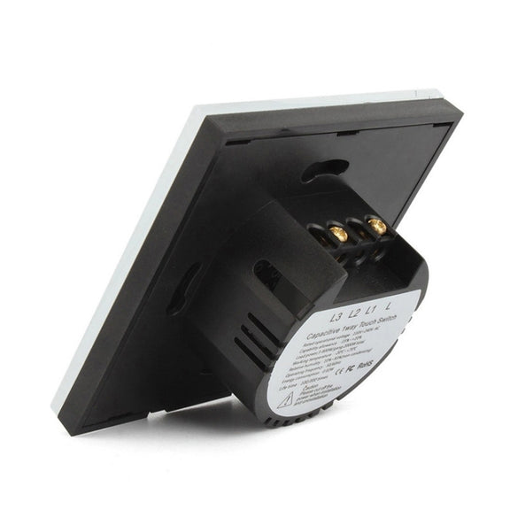 86mm 1 Gang Tempered Glass Panel Wall Switch Smart Home Light Touch Switch with RF433 Remote Controller, AC 110V-240V(Gold)