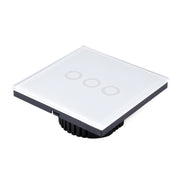 86mm 3 Gang Tempered Glass Panel Wall Switch Smart Home Light Touch Switch with RF433 Remote Controller, AC 110V-240V(Black)