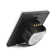 86mm 3 Gang Tempered Glass Panel Wall Switch Smart Home Light Touch Switch with RF433 Remote Controller, AC 110V-240V(Black)