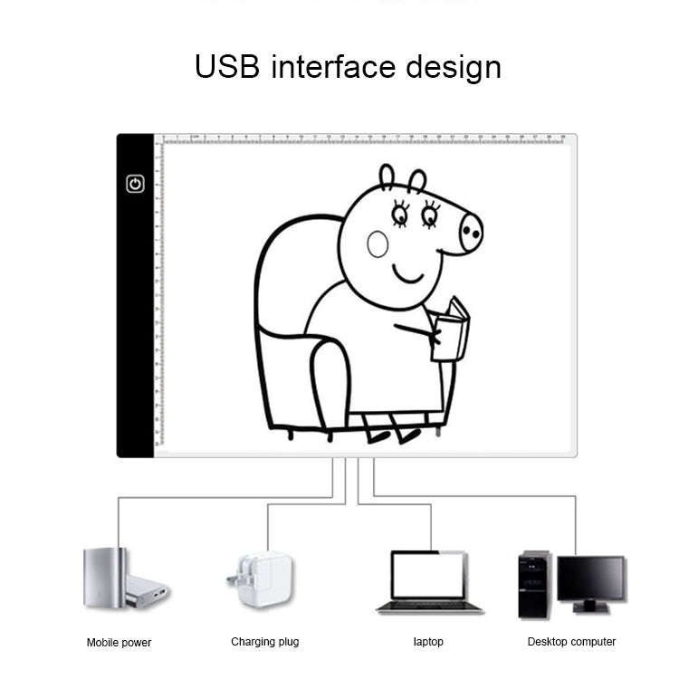 3.5W 5V LED USB Three Level of Brightness Dimmable A4 Acrylic Scale Copy Boards Anime Sketch Drawing Sketchpad