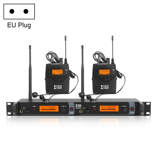 XTUGA IEM1200 Wireless Transmitter 2 Bodypack Stage Singer In-Ear Monitor System(EU Plug)