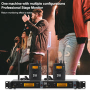XTUGA IEM1200 Wireless Transmitter 4 Bodypack Stage Singer In-Ear Monitor System(EU Plug)