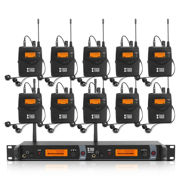 XTUGA IEM1200 Wireless Transmitter 10 Bodypack Stage Singer In-Ear Monitor System (AU Plug)