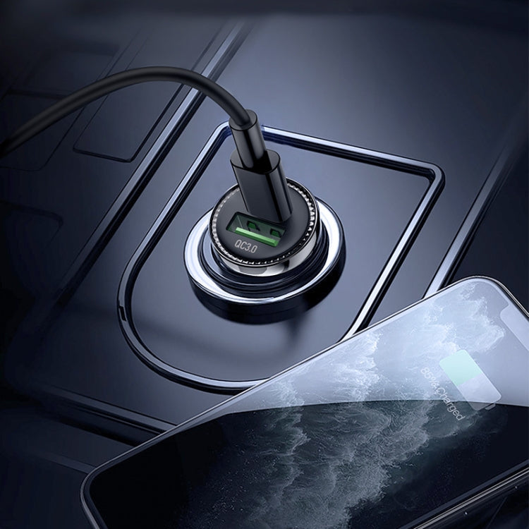 AR-CA08 12W 2A USB-C / Type-C + USB Ports Car Charger (Grey)
