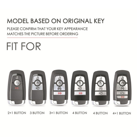 For Ford F-150 4-button C072 Car Key Leather Protective Case (Black)
