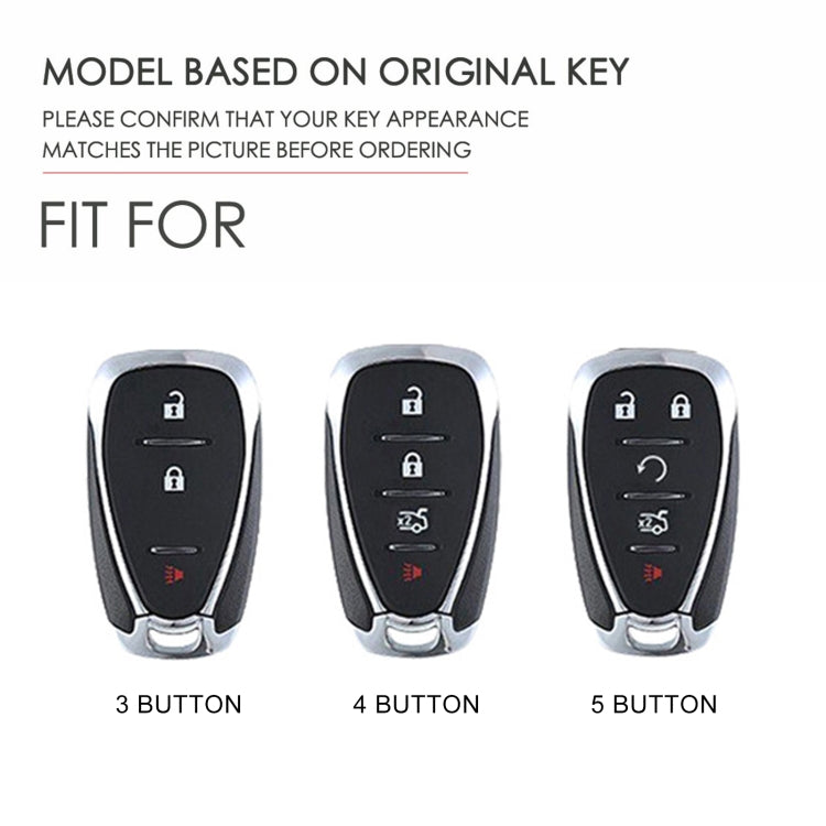 For Chevrolet 3-button Hallmo Car Cowhide Leather Key Protective Cover Key Case(Black)